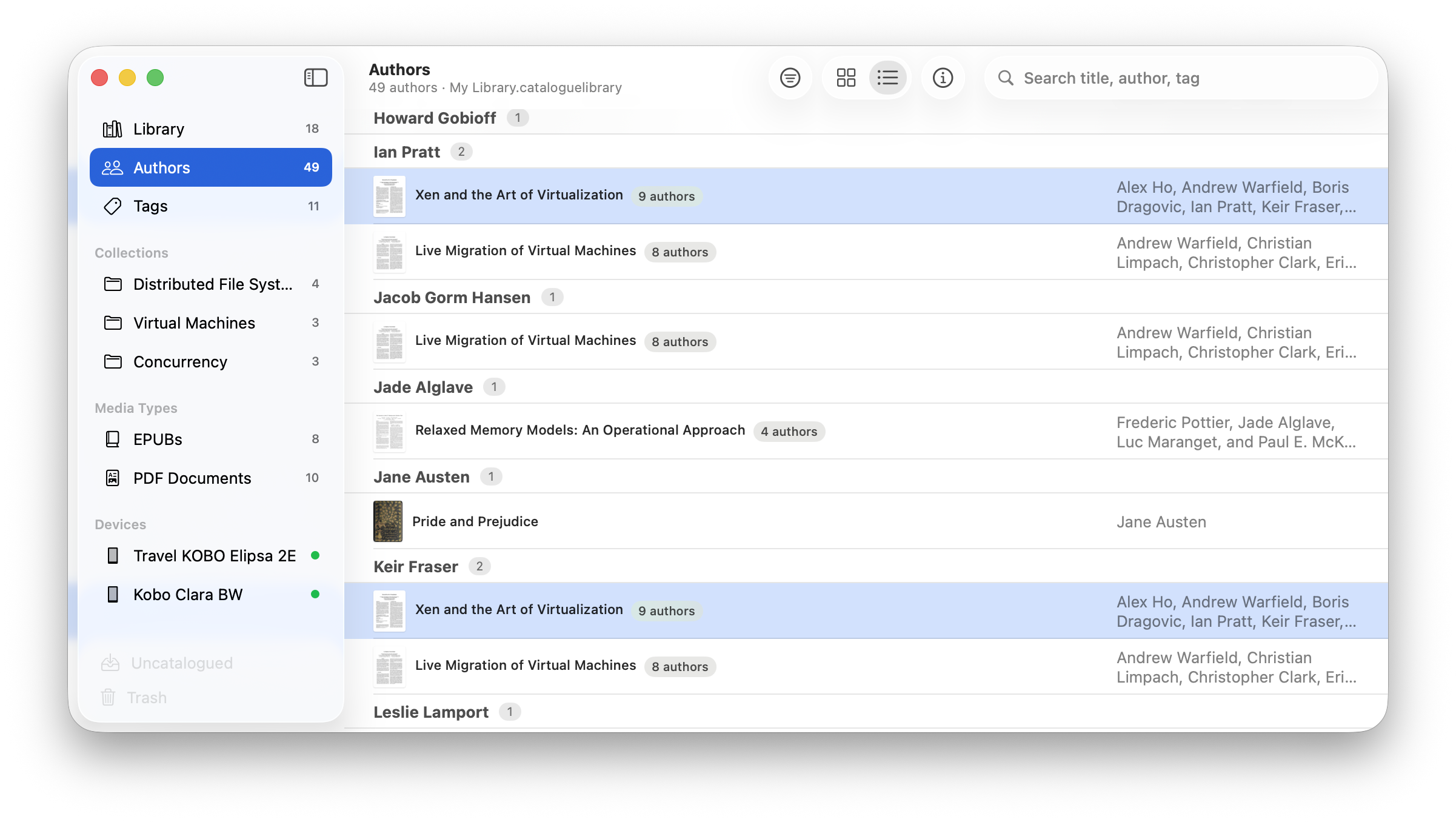 Authors Screen - Catalogue App
